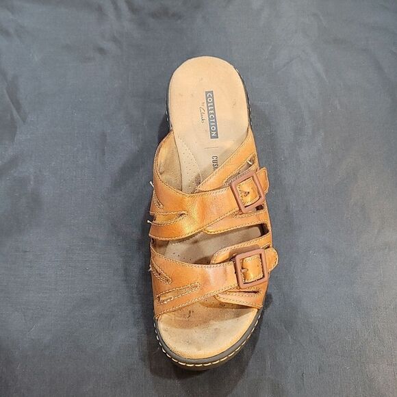 COLLECTION BY CLARKS WOMEN'S LEATHER WEDGES SANDALS - Picture 14 of 14